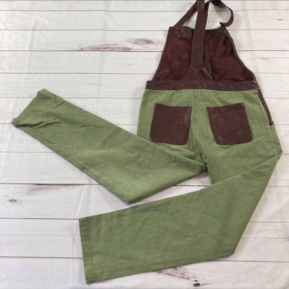 What Goes Around Comes Around Womens Green Tempest Straight Leg Overalls Medium - Picture 3 of 14